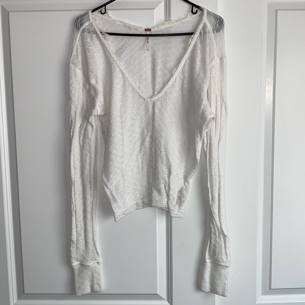 Free People Lace Trim Longsleeve